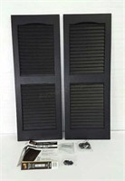 Pair Louvered Exterior Shutters 15" X 39" Black