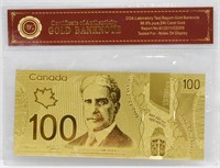 24kt Gold Plated CAD $100 Fantasy Note