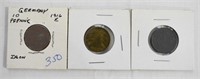 3 pcs Vintage German Pefnnig Coin Lot 1916/24/44