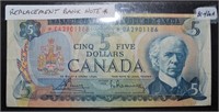 1972 CAD $5 Replacement Banknote