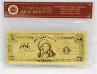 24kt Gold Plated USD $5 Fantasy Note