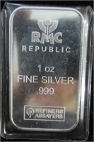 1 oz .999 Fine Silver Ingot Refiners Assayers