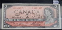 Uncirculated 1954 $2 CAD Banknote