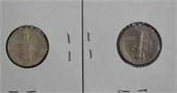 2 pcs1937 / 45 USD Mercury Dimes