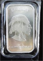 1 oz .999 Fine Silver Ingot Indian Head