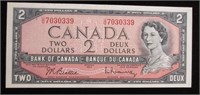 1954 CAD $2 Banknote U/U Prefix