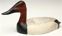 A GOOD MID 20TH C. CANVASBACK DRAKE WOODEN DECOY