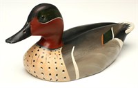 A LATE 20TH C. GREEN-WINGED TEAL DRAKE DECOY