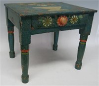 FOLK PAINTED STAND WITH ONE DRAWER