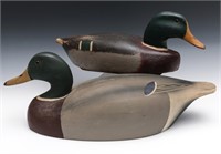 TWO GOOD CARVED AND PAINTED MALLARD DRAKE DECOYS