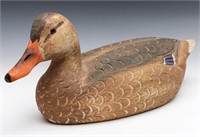A MALLARD HEN CARVED AND PAINTED WOOD DECOY