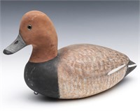 A CANVASBACK DRAKE DECOY SIGNED HERMAN CHAUVIN