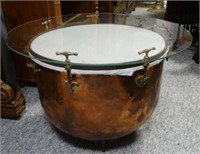19c. Copper Drum from London w/ Glass Top