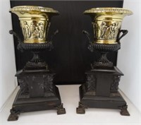 Pair of Bronze Mounted Vases / Urns