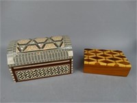 Lot of 2 Heavily Inlaid Wooden Storage Boxes