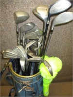 MILLER GOLF BAG WITH CLUBS AND BALLS