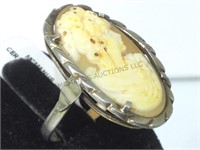 STERLING RING W/ CAMEO SETTING , SIZE 8.5