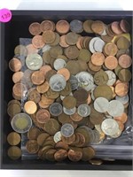 TRAY OF FOREIGN COINAGE & MORE