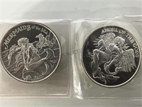 MERMAIDS & ANGELS (1 OZ) .999 SILVER ROUNDS, 2X$