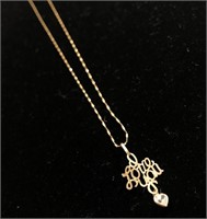 14K Yellow Gold "Love You" Necklace