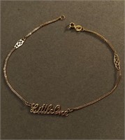14K Yellow Gold "Little One" Anklet