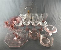 Assortment of Pink Depression Glass