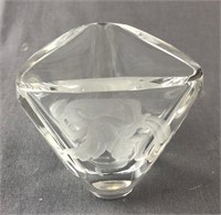 Val St. Lambert Etched Crystal Vase