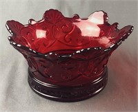 Ruby Red Glass Crown Bowl