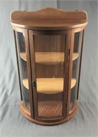 Wall Hanging Wood & Curved Glass Curio Cabinet