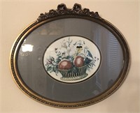 Floral Print in Oval Gilt Frame