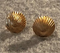 14K Yellow Gold Shell Earrings