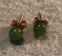 Jade Stud Earrings w/14K Backs