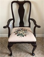 Wooden Armchair with Needlepoint Seat