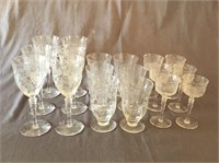 Collection of Antique Etched Glassware