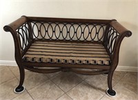 Contemporary Wooden Bench w/Metal Accents