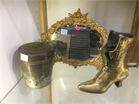 Intake metal gold gilt framed mirror, nesting