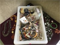 Tray lot assorted costume jewelry incl. zoisite