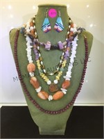 Lot of stone necklaces and earrings