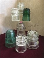 Lot of 7 assorted glass insulators incl.