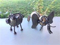 Small Pig & Elephant Metal Art
