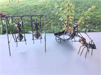 Small Ants on Swings & Ant w/ Wagon Metal Art