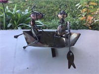 2 Small Ants Fishing Metal Art