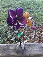 Small Purple Flower Stand w/ Hummingbird