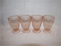 4 RARE Pink Depression Glass Sierra (Pinwheel)