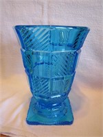 Beautiful 8" Blue Ocatagon Vase
