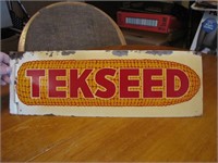 1960's TEKSEED HYBRIDS Double Sided Metal SIGN