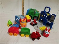 Tonka trucks and vehicles and garage