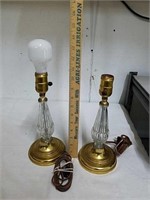 Pair of vintage 1930s lamps with glass centers