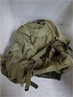 Vintage military backpack with metal frame