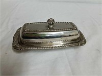 Metal butter dish with glass tray insert
